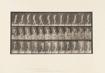 Plaat 537. Enkelvoudige Amputatie van Been; Hinkend met Krukken door Eadweard Muybridge