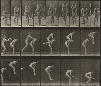 Plaat nummer 167. Over de rug van een jongen springen (bokspringen) door Eadweard Muybridge