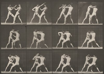Plaat nummer 340. Boksen, open hand door Eadweard Muybridge