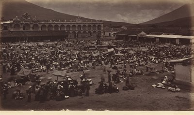 Plaza en paleis van de onderkoning-Antigua de Guatemala,1877 (foto) door Eadweard Muybridge