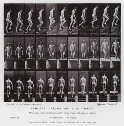 De menselijke figuur in beweging: Atleet, een trap oplopen door Eadweard Muybridge