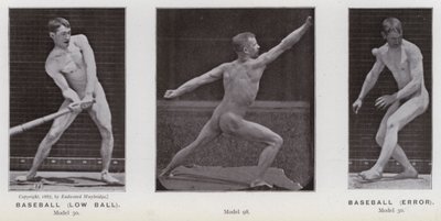 De menselijke figuur in beweging: Honkbal, lage bal; Honkbal, fout door Eadweard Muybridge