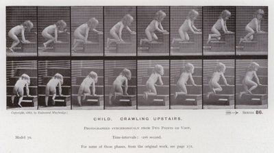 De menselijke figuur in beweging: Kind, kruipen op de trap door Eadweard Muybridge