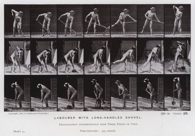 De menselijke figuur in beweging: Arbeider met lange steel schop door Eadweard Muybridge