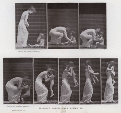 Het menselijk lichaam in beweging: Geselecteerde fasen uit serie 80 (zwart-wit foto) door Eadweard Muybridge