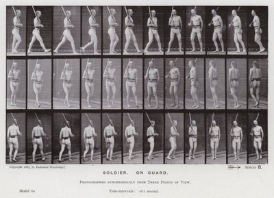 De menselijke figuur in beweging: Soldaat, op wacht door Eadweard Muybridge