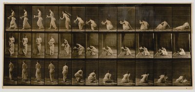 Vrouw opgestaan uit zittend op de grond, uit het boek Animal Locomotion door Eadweard Muybridge