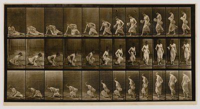 Vrouw zittend op de grond, uit het boek Animal Locomotion door Eadweard Muybridge