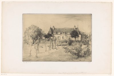 Gezicht op een tuin bij een huis door Edgar Chahine (signed by artist)