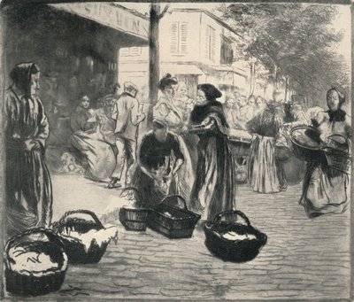 Openluchtmarkt, Avenue de Clichy, 1915 door Edgar Chahine