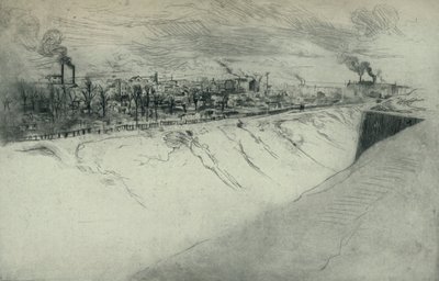St Ouen gezien vanaf de vestingwerken van Parijs, 1915 door Edgar Chahine