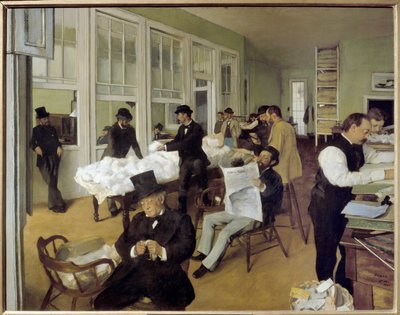 Een Kantoor voor Katoen in New Orleans (of Interieur van een Kantoor van Katoenkopers in New Orleans) door Edgar Degas