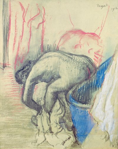 Na het Bad door Edgar Degas