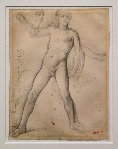 Alexander en benen studie. Rond 1859-1861. Zwarte inkt en grafiet op papier door Edgar Degas