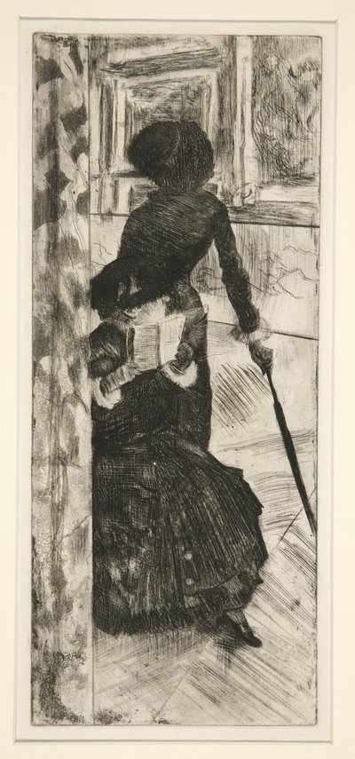 In het Louvre: Schilderij (Mary Cassatt) door Edgar Degas