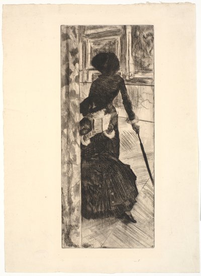 In het Louvre: De schilderkunst (Mary Cassatt) door Edgar Degas