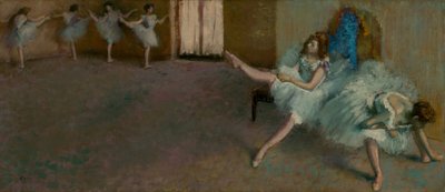 Voor het ballet door Edgar Degas