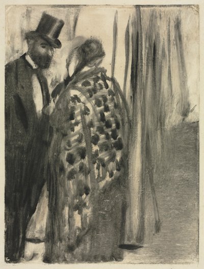 Gesprek: Ludovic Halévy en Madame Cardinal (Het gesprek) voor "La Famille Cardinal" door Ludovic Halévy door Edgar Degas