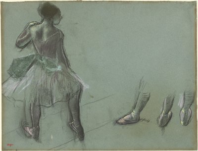 Danser Gezien van Achteren en Drie Studies van Voeten, ca. 1878 door Edgar Degas