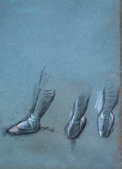 Dancer van achteren en drie voetstudies (detail). Rond 1878 door Edgar Degas