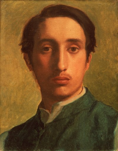 Degas in een Groen Jasje, c.1856 door Edgar Degas