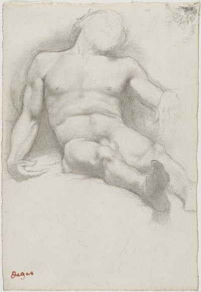 Étude - Homme Nu Couché door Edgar Degas