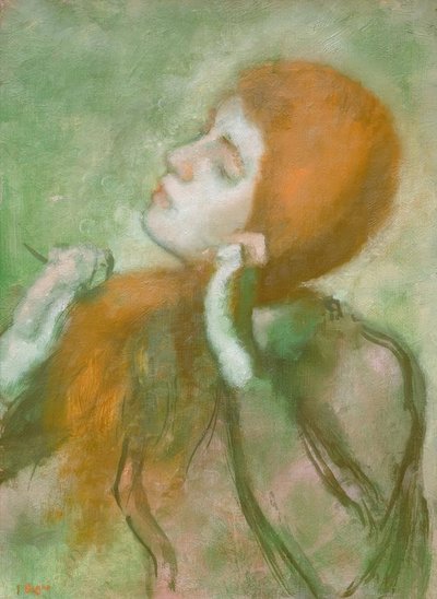Vrouw kamt haar haar door Edgar Degas