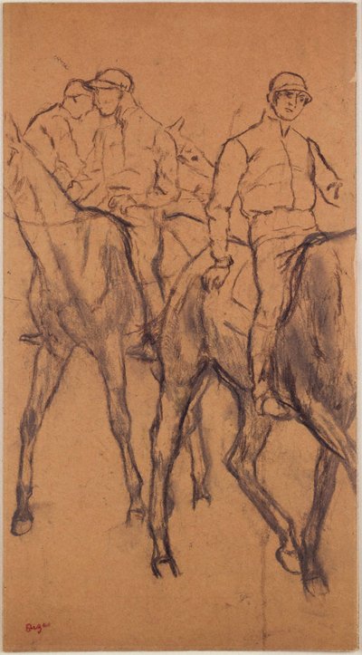 Jockeys te paard door Edgar Degas
