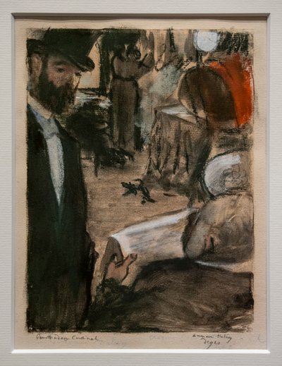 Ludovic Halevy vindt Madame Cardinal in een kleedkamer. Rond 1876-1877 door Edgar Degas