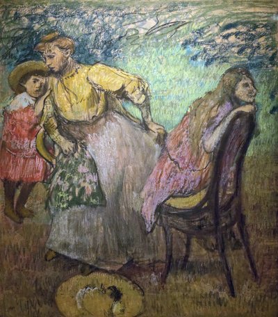 Madame Alexis Rouart en haar kinderen (ca. 1905). Edgar Degas (1834-1917). Pastel en houtskool op calqueerpapier, voluit geplakt op karton. Musee des Beaux-Arts de la Ville de Paris, Petite Palais. door Edgar Degas