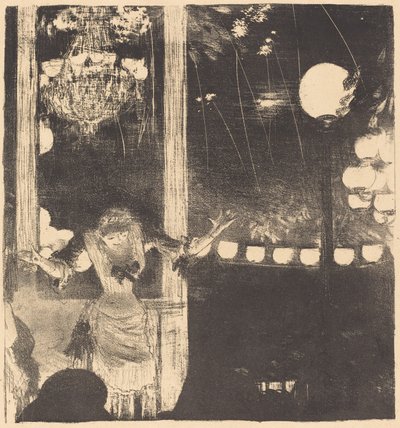Mademoiselle Bécat in het Café des Ambassadeurs Aux Ambassadeurs: Mlle Bécat, ca. 1877 door Edgar Degas
