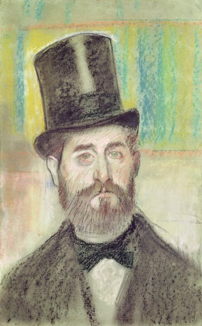 Man met een operahoed door Edgar Degas