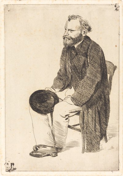 Manet zittend, naar links gedraaid door Edgar Degas