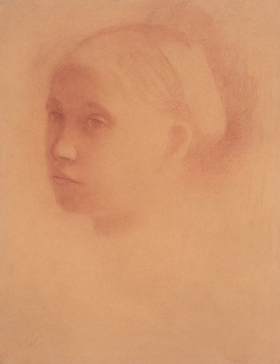 Marguerite Degas als kind, ca. 1854 (sanguine op papier) door Edgar Degas