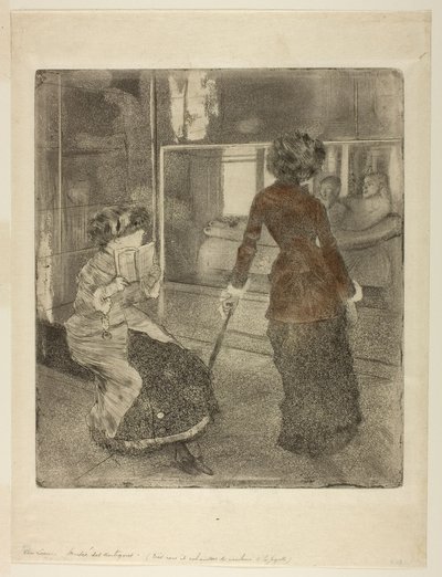 Mary Cassatt in het Louvre: De Etruskische Galerij door Edgar Degas