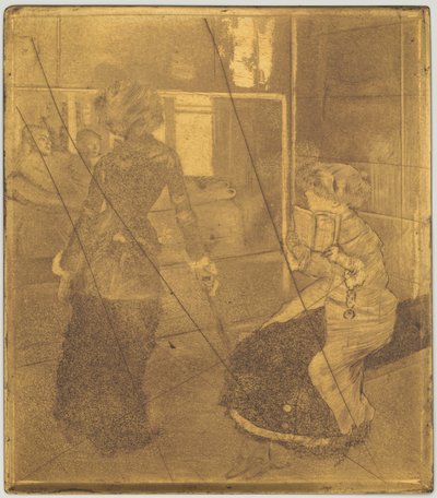 Mary Cassatt in het Louvre: de Etruskische galerij door Edgar Degas