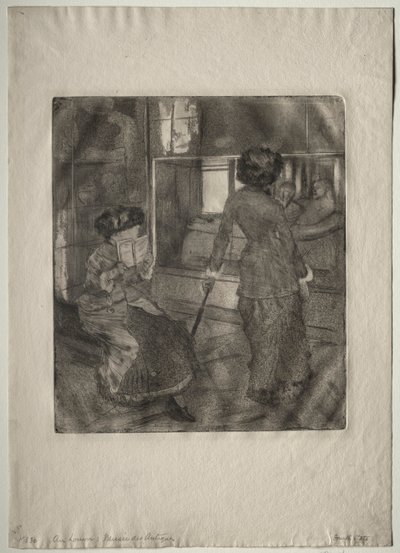 Mary Cassatt in het Louvre: De Etruskische Galerij, 1879-1880 door Edgar Degas