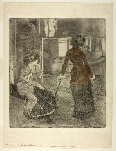 Mary Cassatt in het Louvre: De Etruskische Galerij door Edgar Degas