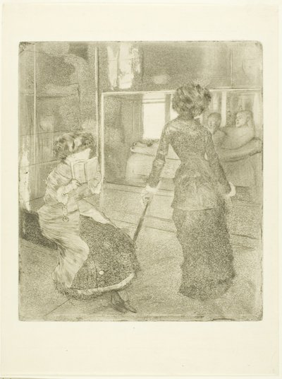 Mary Cassatt in het Louvre: De Etruskische Galerij door Edgar Degas