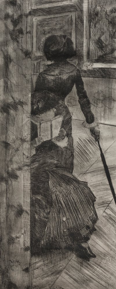 Mary Cassatt in het Louvre: De schilderijen galerij, 1879-1880 door Edgar Degas