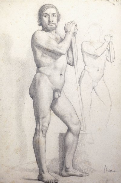 Naakte man staand, c.1856 door Edgar Degas