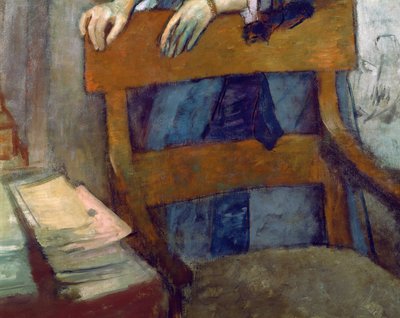 Portret van Helene Rouart in de studeerkamer van haar vader, detail van de stoel, c.1886 (detail) door Edgar Degas