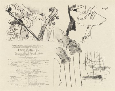 Programma voor de Soiree Artistique door Edgar Degas