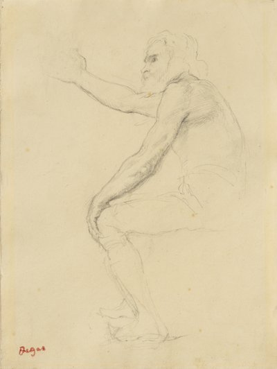 Zittende Oude Man door Edgar Degas