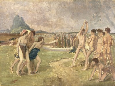 Studie voor De jonge Spartanen die oefenen, c.1860-61 door Edgar Degas