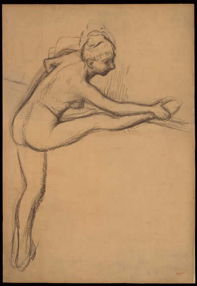 Studie eines Aktes (Tänzerin an der Barre) door Edgar Degas