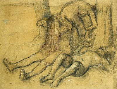 Drie baders onder een boom door Edgar Degas