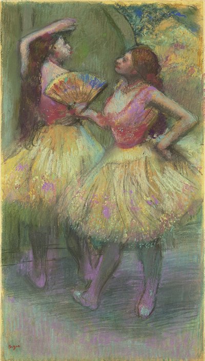 Twee dansers voor het betreden van het podium, 1888 door Edgar Degas
