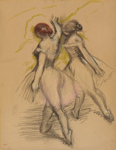 Twee Dansers; Deux danseuses evoluant door Edgar Degas