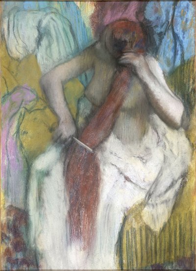 Vrouw die haar haar kamt door Edgar Degas